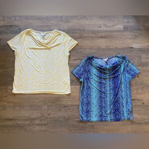 Jaclyn Smith women’s plus size XXL bundle of two short sleeve cowl neck blouses